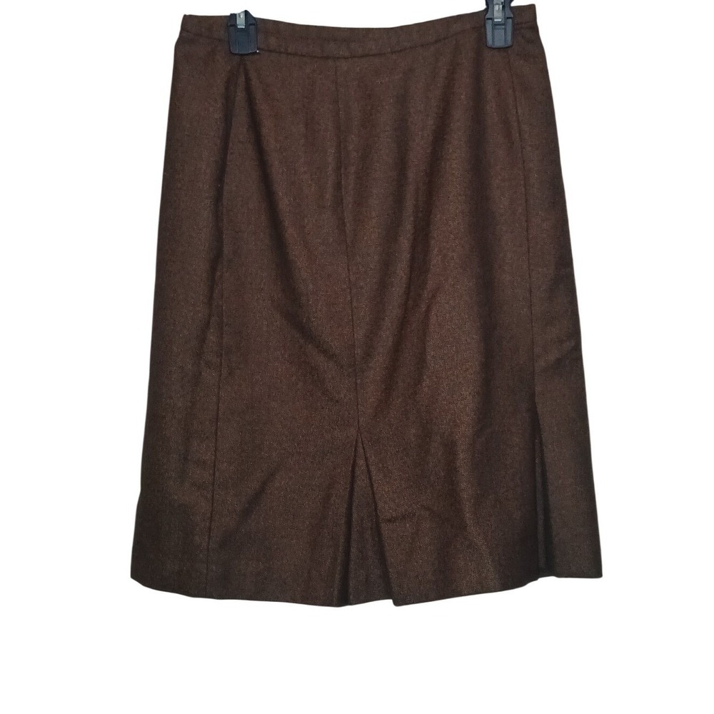 Amanda Smith Pencil Skirt Womens 10 Brown Textured Knee Length Minimalist Office